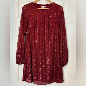 Andree by Unit Burgundy Sequin Dress, Small